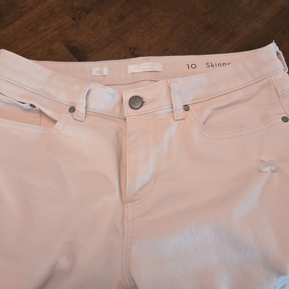 Lauren Conrad Womens Trendy Light Pink Distressed Heart Skinny Capri Jeans - Picture 5 of 9